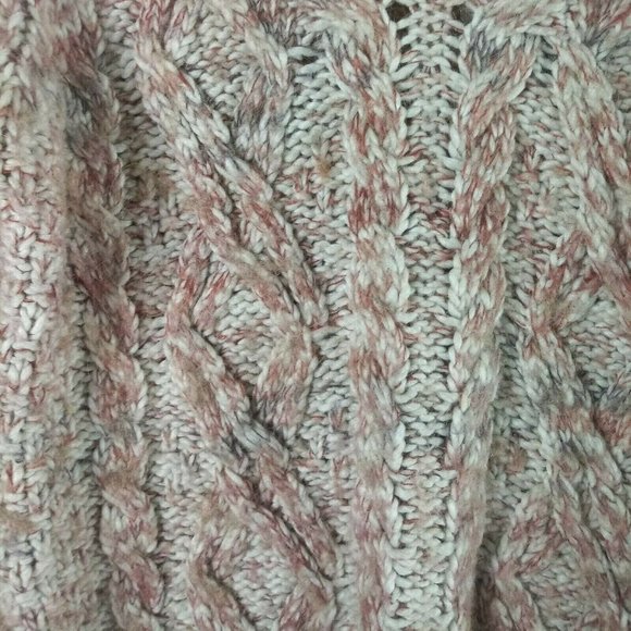 Elsamanda Cable Knit Pullover Sweater Wool Alpaca Mohair V-Neck Two Tone M Large - Picture 5 of 5